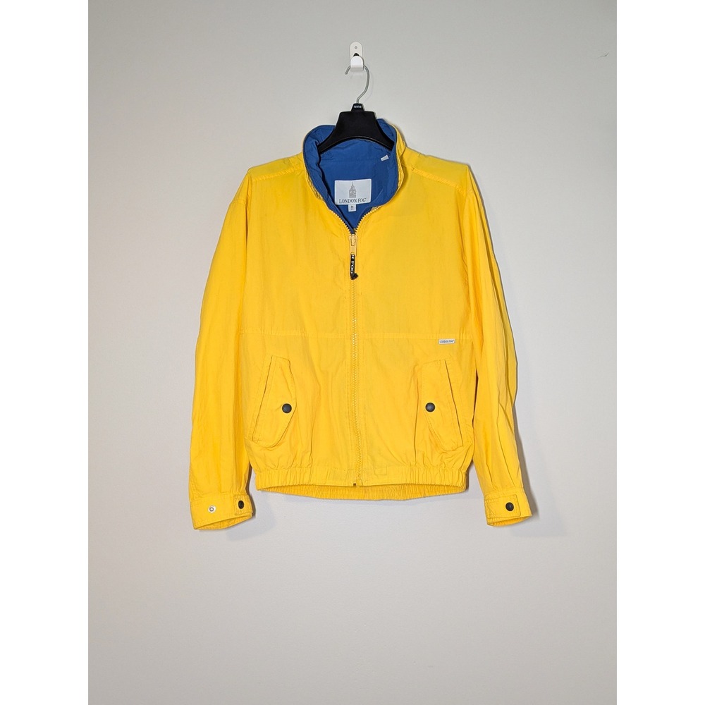 Vintage London Fog Harrington Windbreaker Jacket Yellow Blue Medium 80s 90s